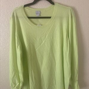 Chico's Green Long Sleeve Relaxed Sweatshirt